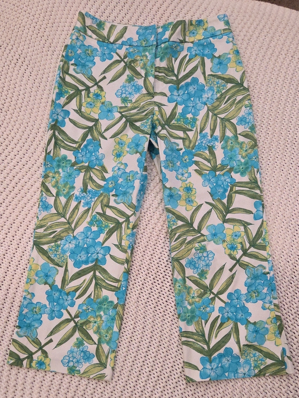 Croft & Barrow Blue Floral Capri Pants Resort Style Womens Size 6 - Picture 5 of 15
